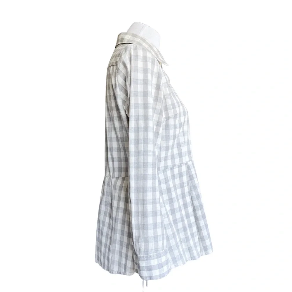 Anthropologie 11 1 Tylho Gingham Peplum Button Down Shirt Women’s Top Small